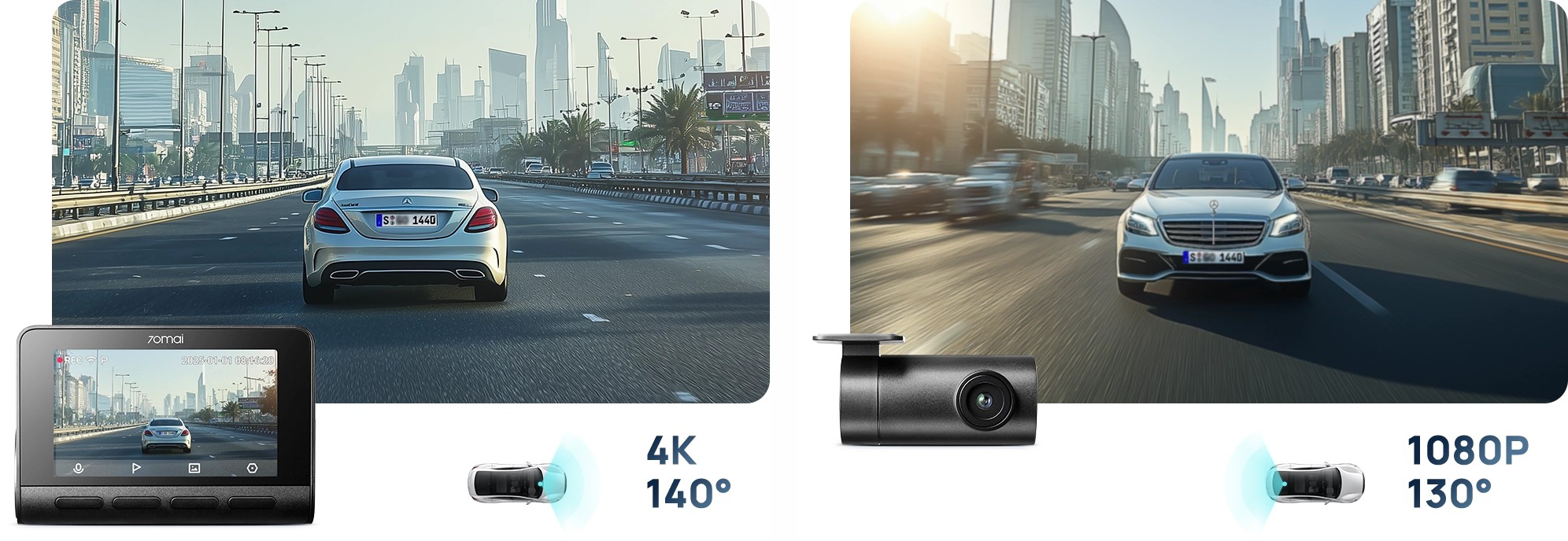 70mai 4K A800SE 4G palubní kamera FOV rozhled a kvalita obě kamery evtech_cz